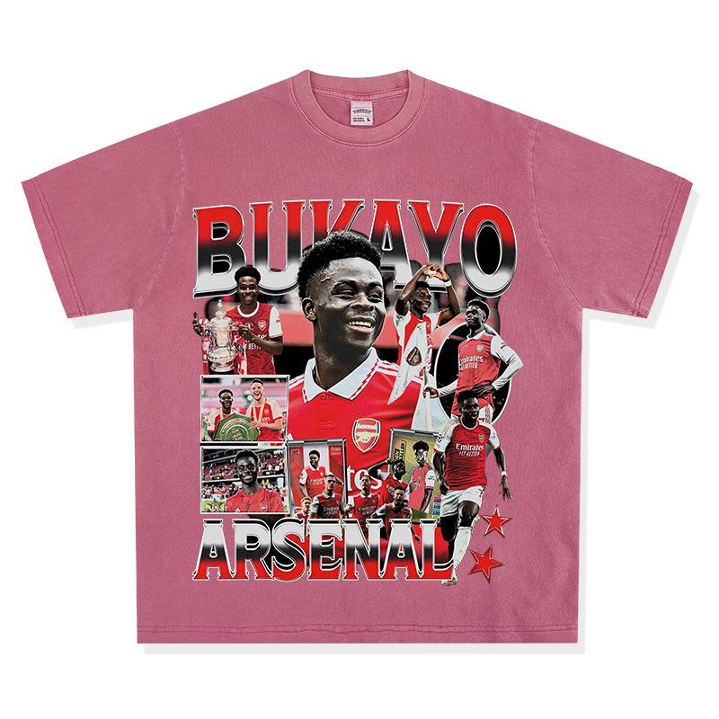 Hooded Sweater Abukayosak T-Shirt Heavy Vintage Bukayo Crew Neck Saka Print Short Sleeve