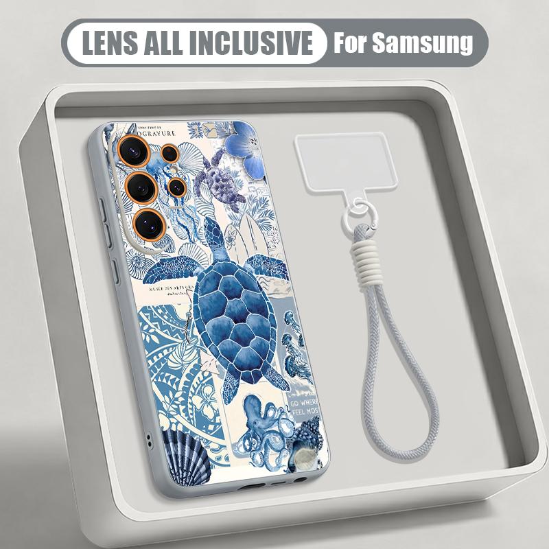 Turtle Fish Print Case For Samsung S26 Ultra S25 FE S24 S24 Plus A57 A37 A17 A56 A36 A16 A55 A35 A15 A54 5G Hybrid Magnetic Matte Cover