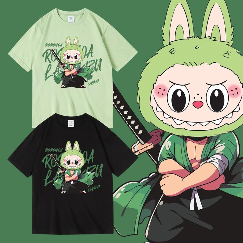 Labubu Studentské Volné Kreslený Potisk Dětská Trička Léto Všestranný Top Chlapecké Dívčí Tričko