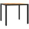 5 Piece Outdoor Dining Set with Cushions Black Poly Rattan