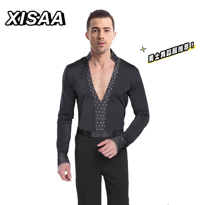 XISAA Pánské tričko s dlouhým rukávem na latinskoamerické tance