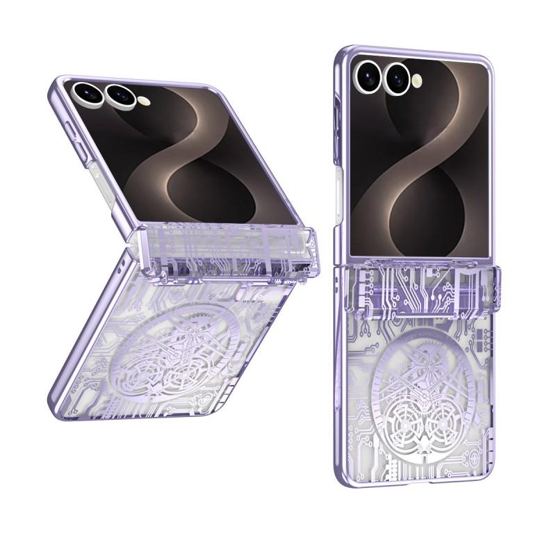 Flip 8 Phone Case 7 Foldable Screen Luxury Plating Transparent Hinge Full Protection Shockproof Cover