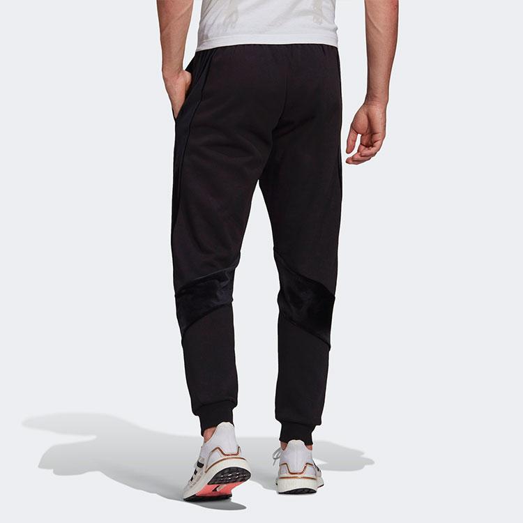 Adidas Velvet Track Pants With Cuffed Ankles Men Bottoms Black H25090