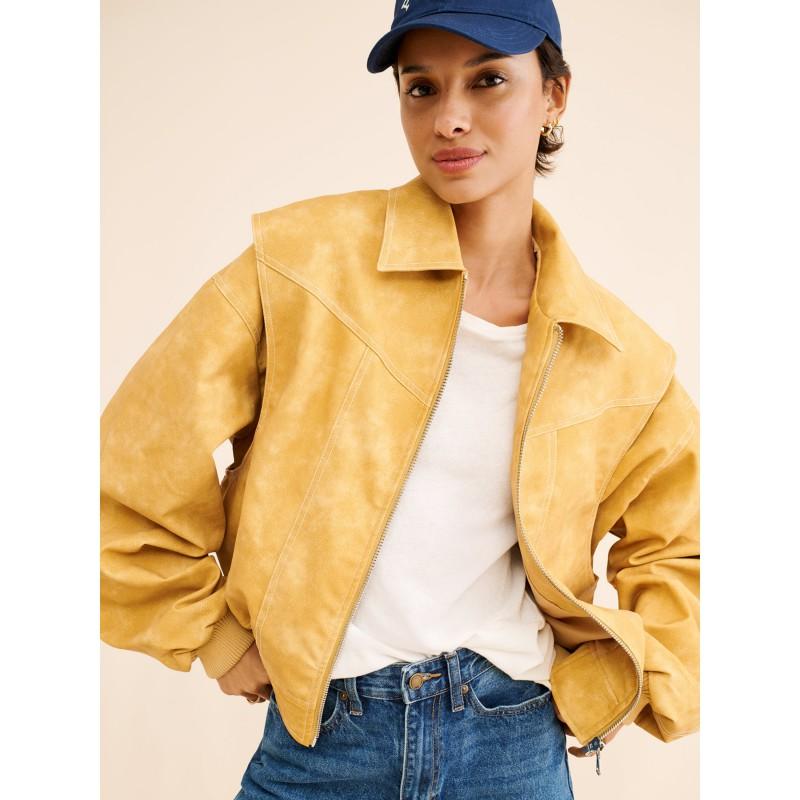 Vintage Faux Leather Jacket Loose Drop Shoulder Zip Up Streetwear Cropped Coat Women