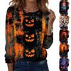 Women's Halloween Pullover Sweatshirt Long Sleeve Crewneck Top Casual Printed Lightweight Pullover Sweatshirt for Fall Seasonal Wear