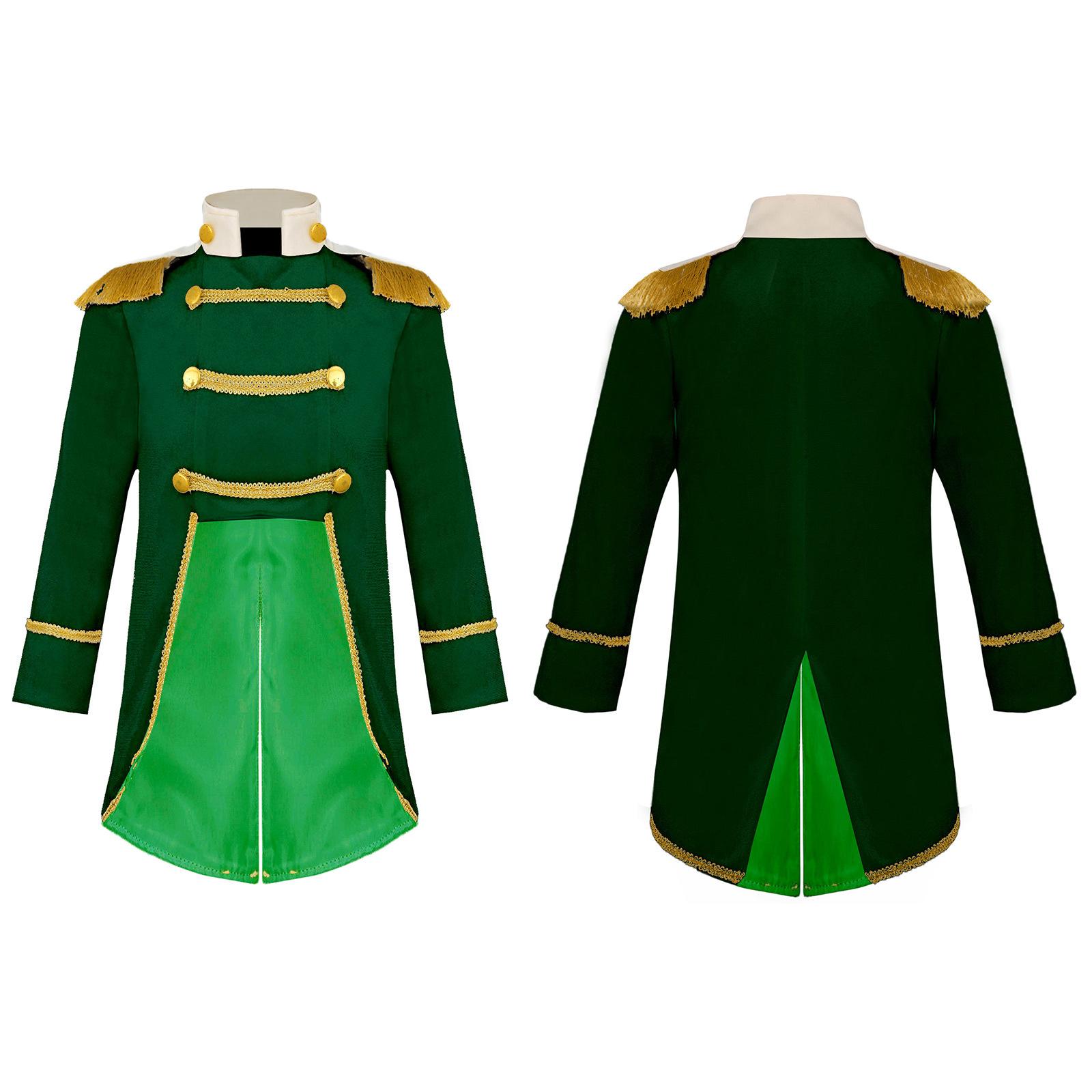 

Детский цирковой костюм для косплея, королевский придворный стиль, бархатный фрак, косплей на Хэллоуин, ренессансная готическая средневековая куртка 5-6 Years зелёный