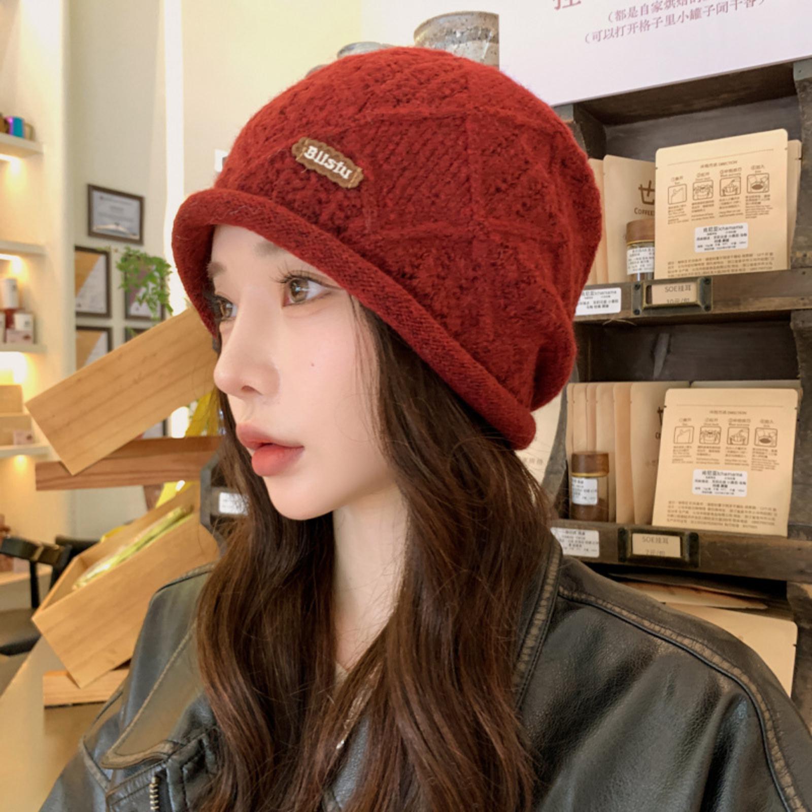 

Зимняя шапка пуловер на шнурке шерстяная шапка вязаная шапка One Size красный