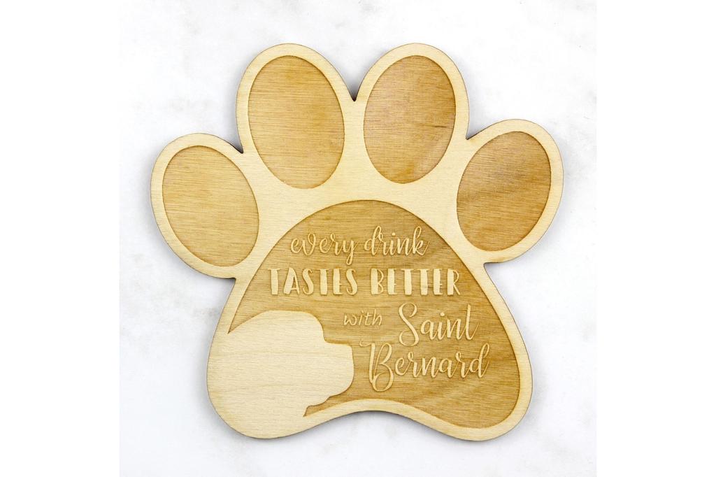 St. Bernard, Saint Bernard, Alpine Mastiff, Bernhardiner - Mug coaster, engraved coaster with dog, gift for dog lover by Art-Dog brand
