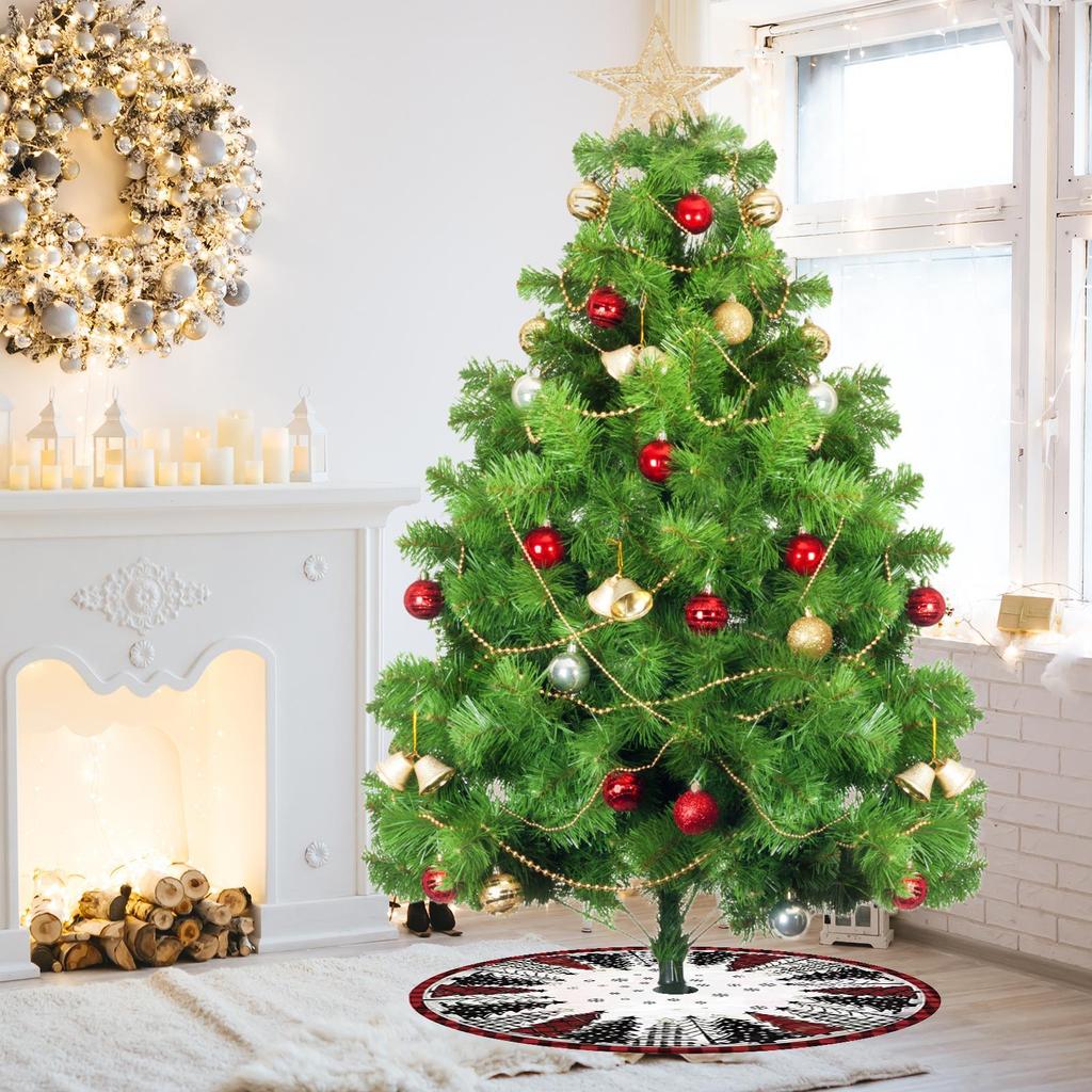Christmas Tree Base Collar Plush Christmas Tree Base Cover Double-Sided Printing Aesthetic Home Decoration For Apartment