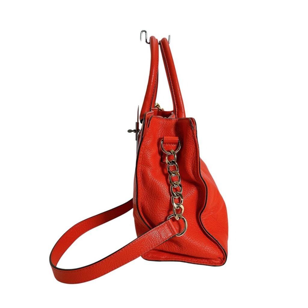 Michael Kors A4 Compatible Shoulder Bag Handbag Leather Red Women Used