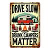 Humorous Camping RV Metal Plaque, Vintage "Drunk Campers" Decor, Campsite Man Cave Art Accent for Outdoor & RV Fans
