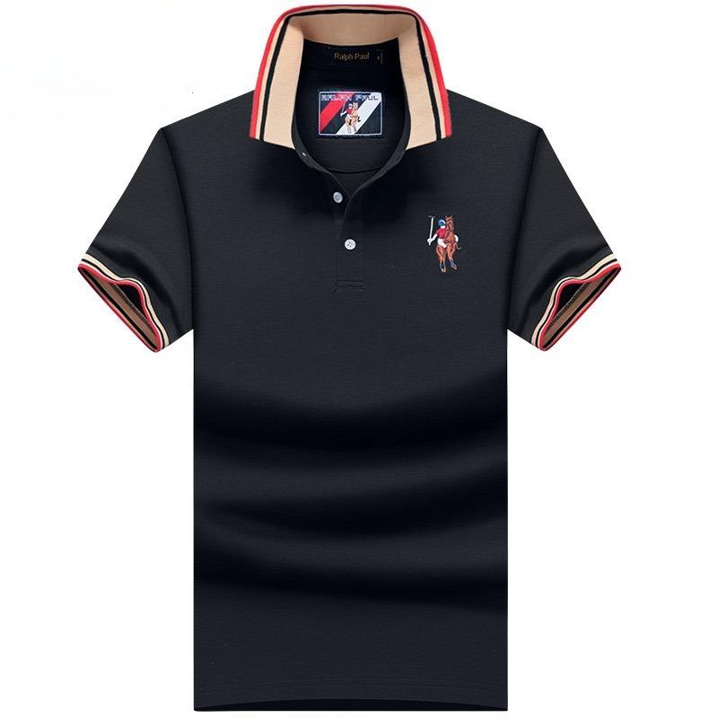 TrendHub Polo Shirt Men High Quality Cotton Mens Short Sleeve Solid Color Embroidery Business Casual Polo Shirt