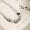 Metal Heavy Industry Y2K Sweet Cool Wind Button Necklace Retro Niche Design Diamond Neck Chain Women'S Personality Sweet Cool Necklace