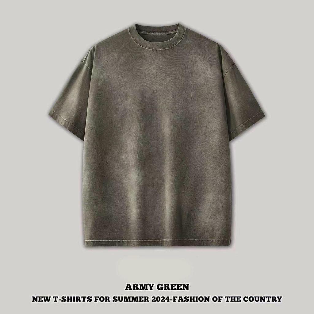 Streetwear Enfärgad Dopaminserien Unisex T-shirt Bomull Tvättad T-shirt Unisex Toppar Tees Sommar Kortärmad T-shirt