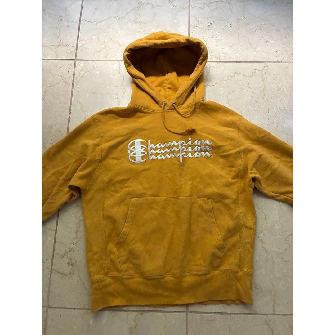 Used 00 s Champion Reverse Weave Parka Hoodie Mustard