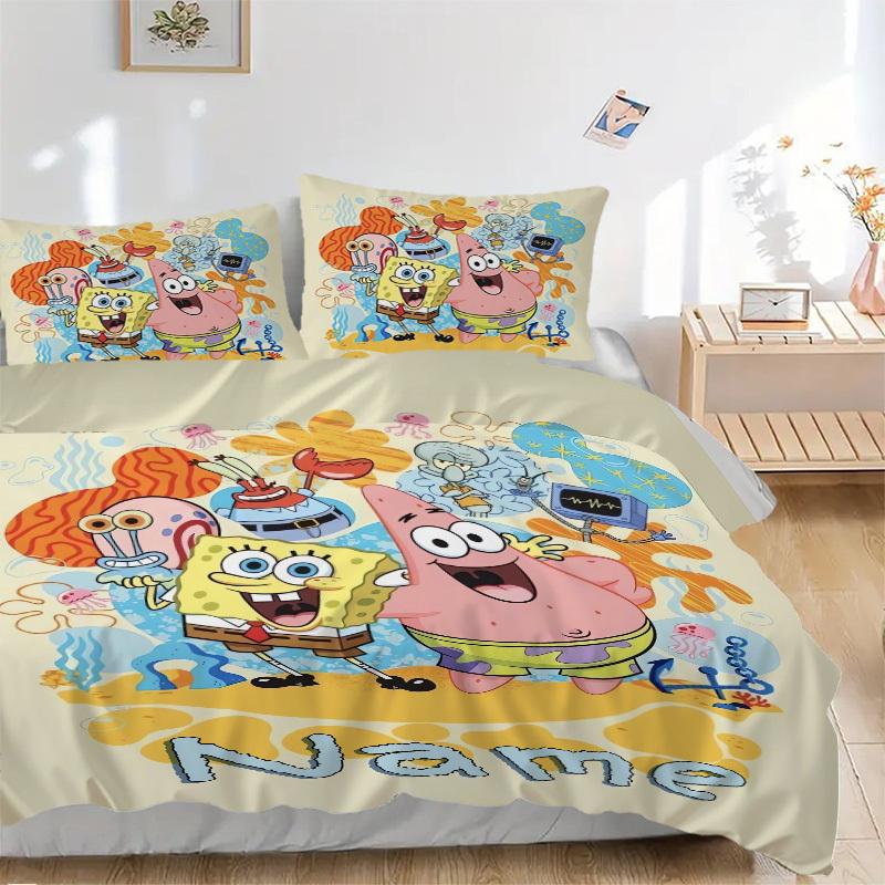 SpongeBob SquarePants Bedding Set 3 Piece Comforter Cover Gift for Bedroom,Includes No Insertsjt026 135x200cm