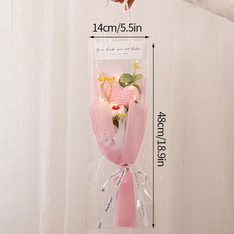 Crochet Flower Lighting Flower Bouquet Handmade Woven Flowers Knitted Graduation Bouquet Wedding Party Bouquet Gift