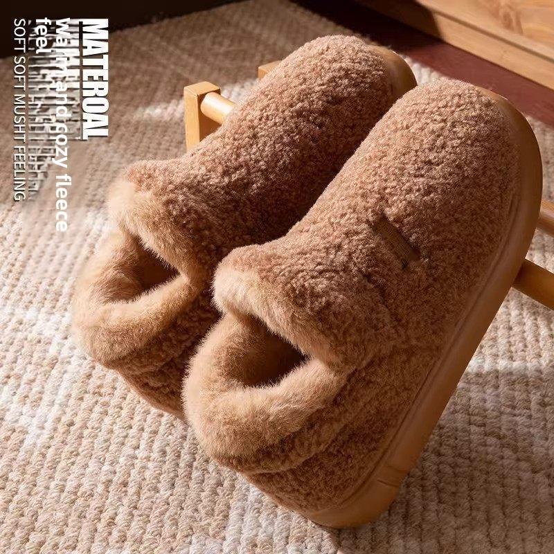 Indoor Plush Slippers For Women Men With Anti Slip Eva Sole Warm Thick Bottom Home Comfort