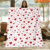 1pc Red Heart Print Blanket Suitable for All Seasons, Soft Flannel Throw Bedspread with Red Heart Pattern, Machine Washable Cozy Bedspread for Couch, 