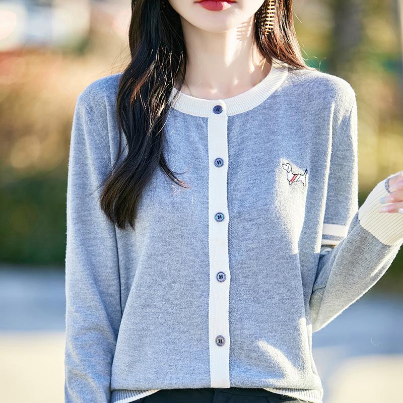 Leichte Strickjacke für Damen aus 50 % Wolle und 50 % Maulbeerseide – vielseitige Strickware für 4 Jahreszeiten für ganzjährigen Komfort und Stil