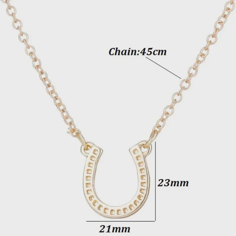 European-American U-Shaped Lucky Necklace: Alloy Horseshoe Pendant for Women