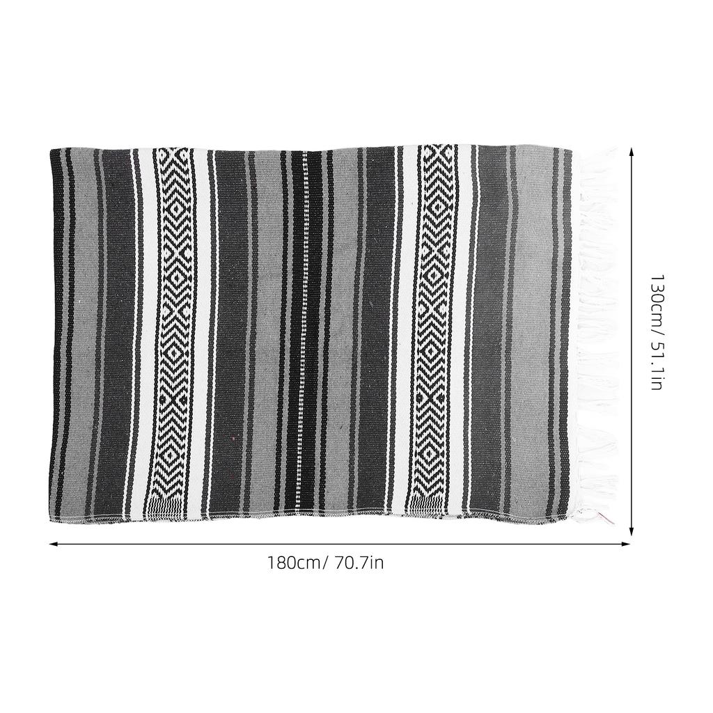 Mexican Blanket Red 130x180cm Thick Blended Serape Woven Throw for Yoga Camping Outdoor Car Sofa Mexican Blanket