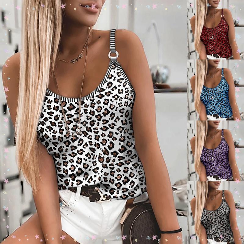 Fashionable Leopard Print Summer Vest Simple Camisole Cool Breathable Women's Clothing Small