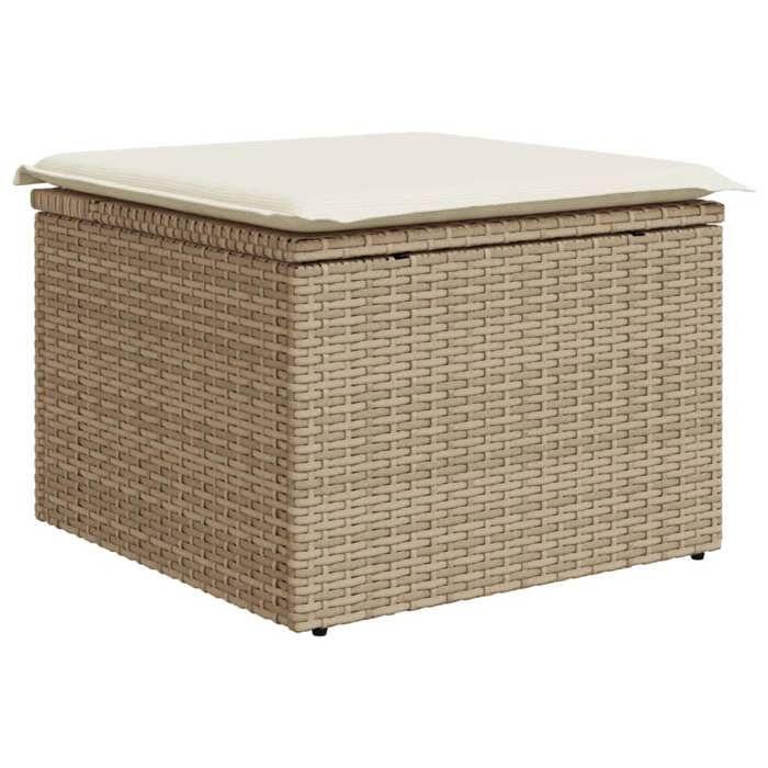 VidaXL Garden Stool with Cushion, Seat with Cover, Outdoor Patio Balcony Terrace Furniture, Beige 55x55x37cm 366057