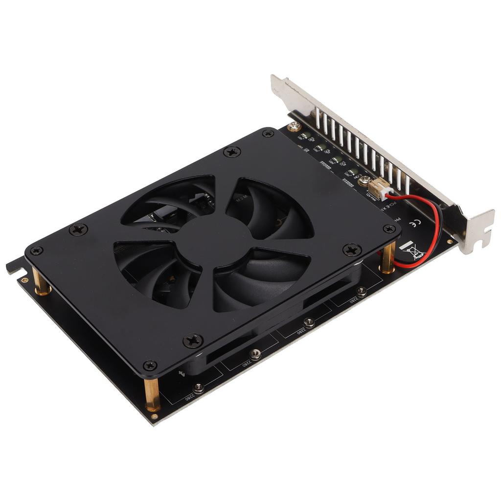 Adapter Card NVME M.2 To PCIE X16 4 Ports 32Gbps Expansion Card Computer Accessories with Enhanced Cooling Fan
