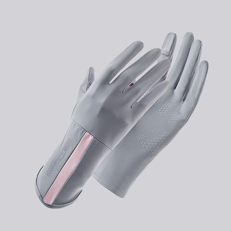 Summer Sunscreen Gloves Women Thin Ice Silk Anti-Ultraviolet Dew Finger Touch Screen Driving Riding Non-Slip Breathable Upf 50+
