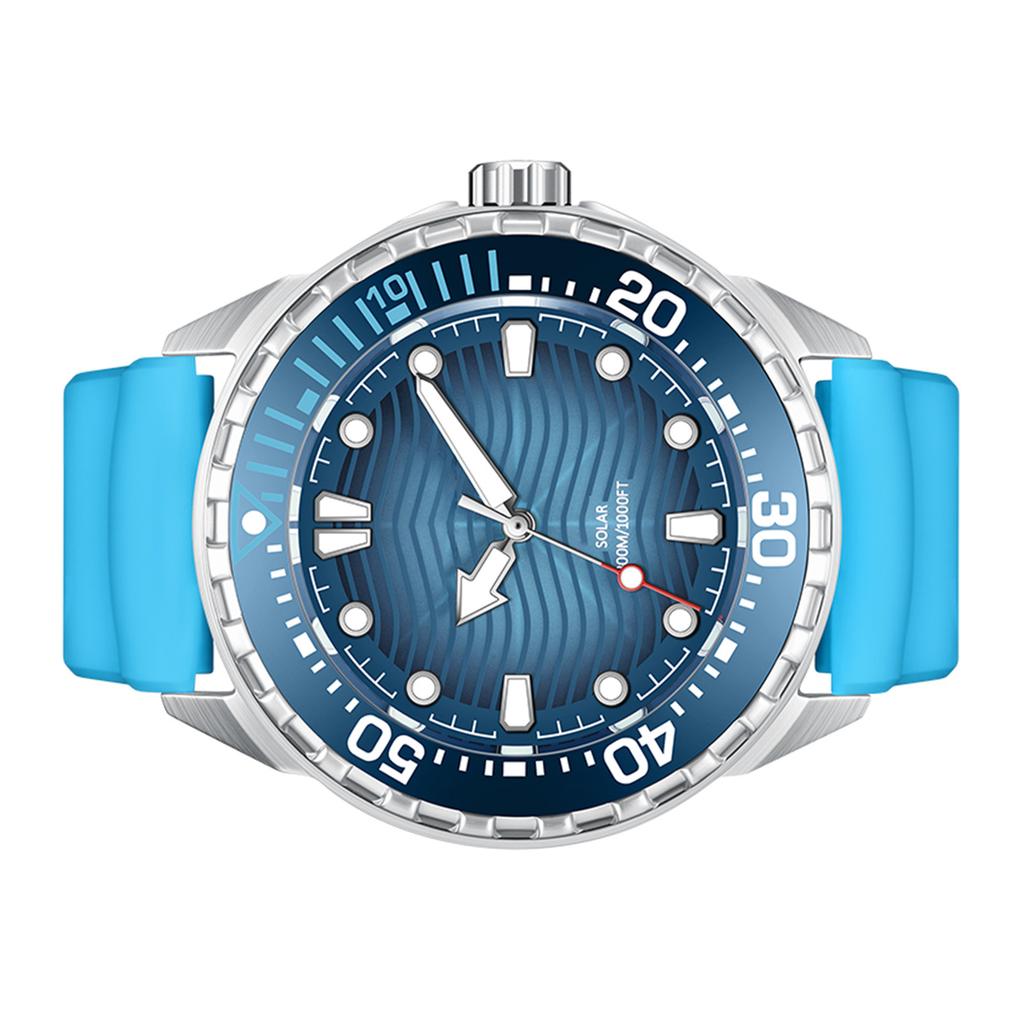 Solární quartzové potápěčské hodinky s noční luminiscencí 300M vodotěsné silikonový řemínek pro muže ženy