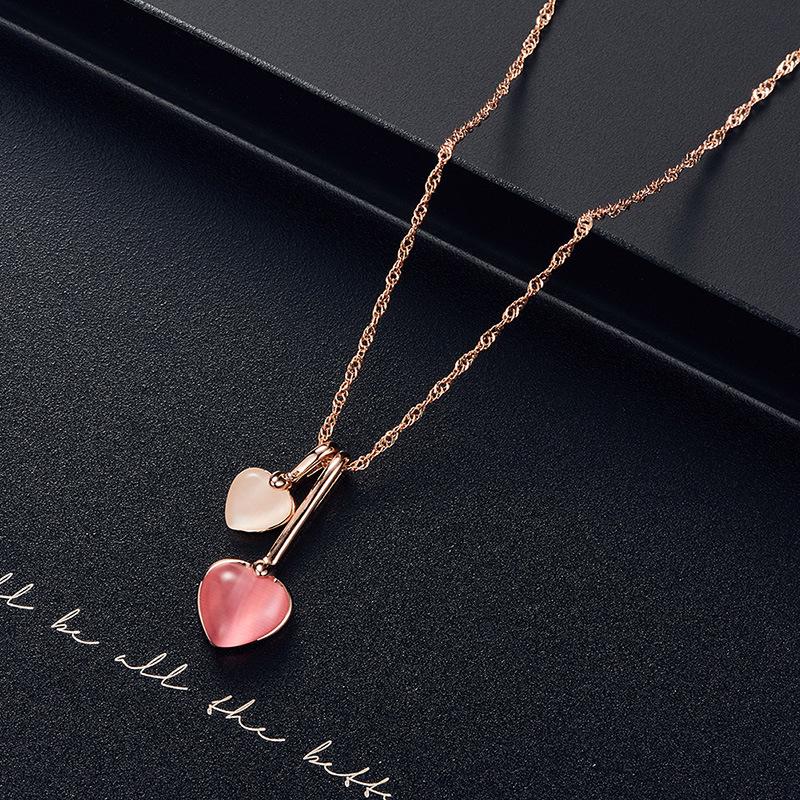 European-American Hibiscus Stone Cat's Eye Alloy Jewelry Set: Rose Gold Wedding Earrings & Necklace