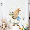 Cartoon Bunny Holding Bouquet PVC Wall Sticker Self-Adhesive Removable for Bedroom Living Room Entryway Home Decor