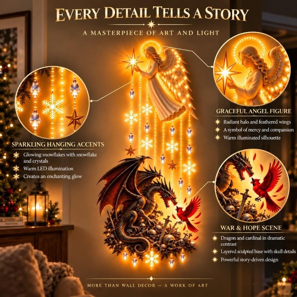 Glowing Angel Blessing Wall Light Snowflake Village Nativity Scene Home Indoor Decor
