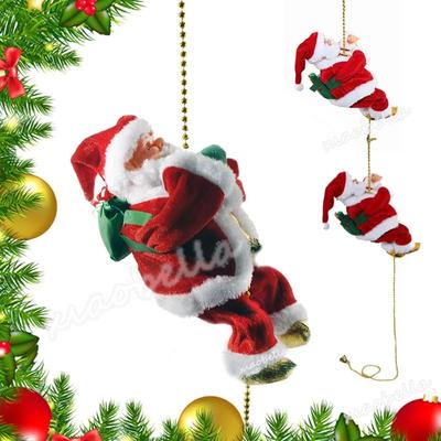 Batteriebetriebener Seilkletternder Weihnachtsmann Musikalisches Spielzeug Zum Aufhängen am Weihnachtsbaum Anhänger Ornament Dekor Weihnachtsdekorationen