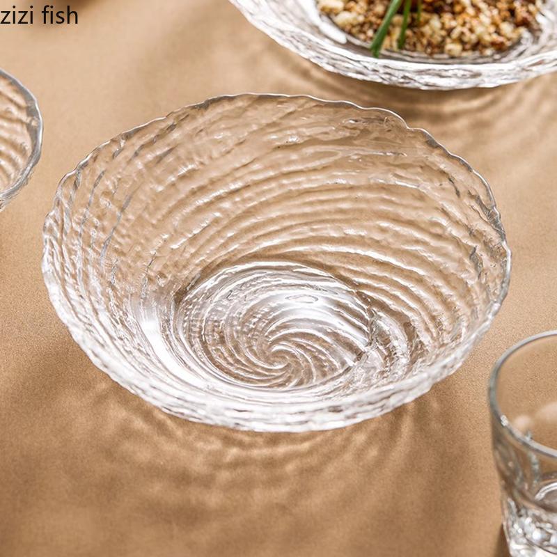 Creative Water Ripple Glass Salad Bowl Dessert Yogurt Bowl Thick Soup Bowls Restaurant Molecular Cuisine Specialty Tableware