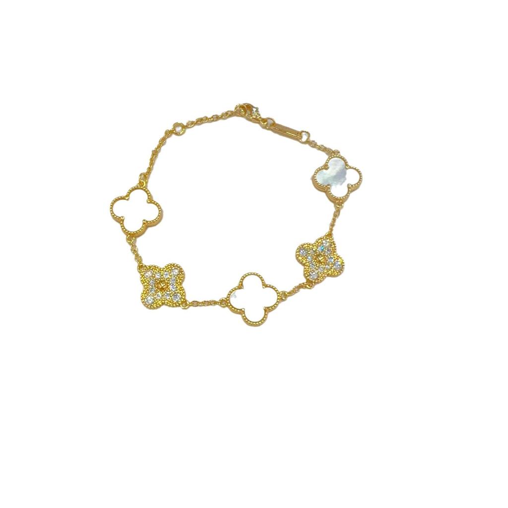 15MM Color-retaining Real Shell Four-leaf Clover Bracelet Adjustable High-class Versatile Women's Bracelets