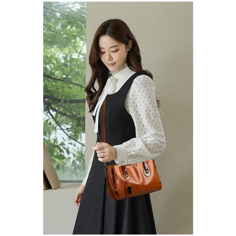 Womens Stylish PU Leather Handbag Woven Handle Adjustable Strap Single Shoulder Bag Handheld Crossbody Design Daily Bag for Commute Casual Activities