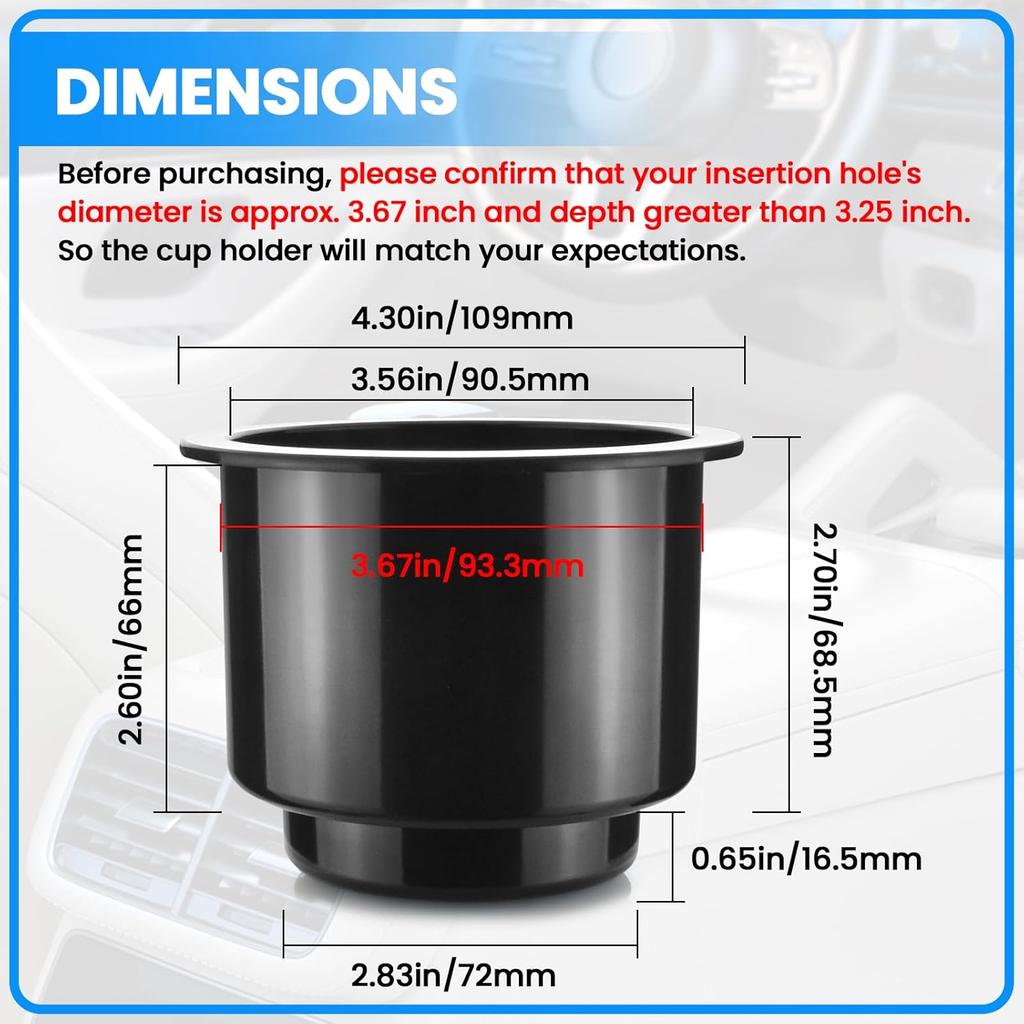 SDTC Tech Black Sofa Cup Holder, Ert Universal Cup Drink Holde For RV Boats, Cars, Sofas And Golf Carts (2-Piece)