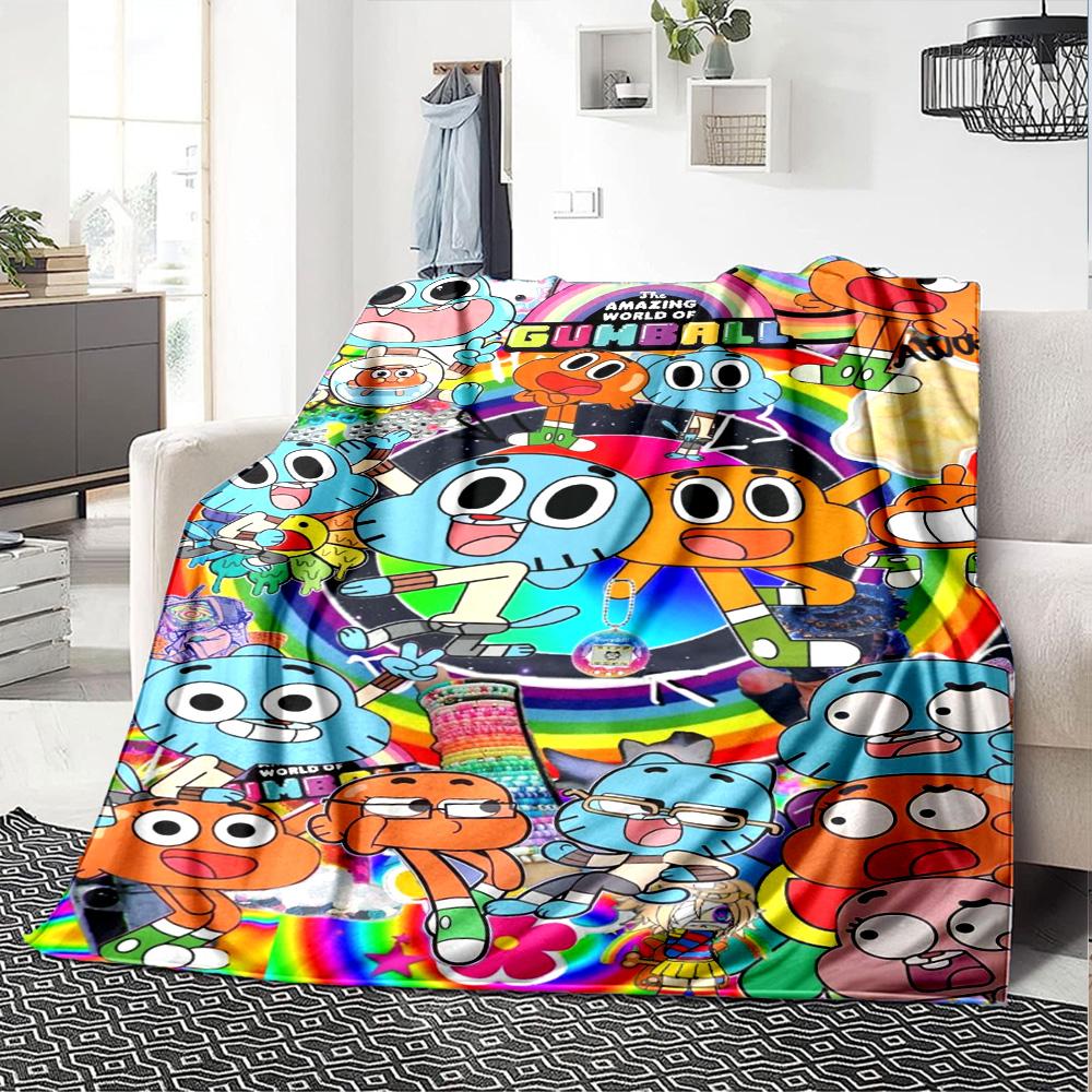 The Amazing World of Gumball Print Flannel Blanket High Quality Warm Comfortable Cover for All Seasons Perfect for Gifts Home Deco