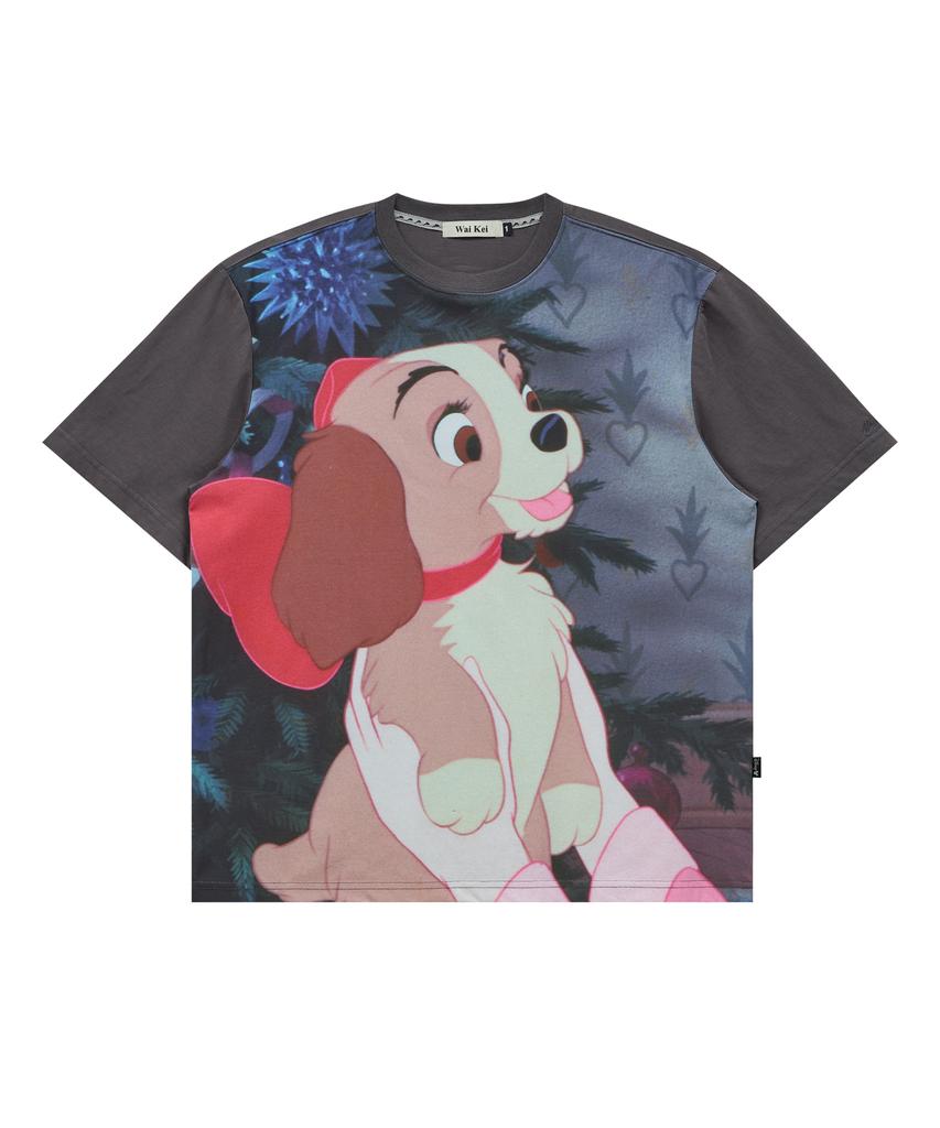 WAIKEI Lady And The Tramp_Printed Short Sleeve T-Shirt Charcoal