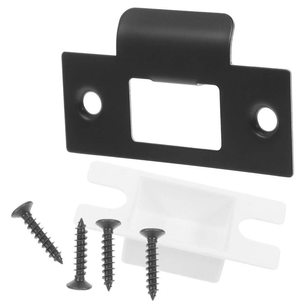 1 set 1 Set Black Metal Lock Tongue Buckle Reinforcement Kit Strike For Wood Deadbolt Cover Door Hole Filler Plate Front Door