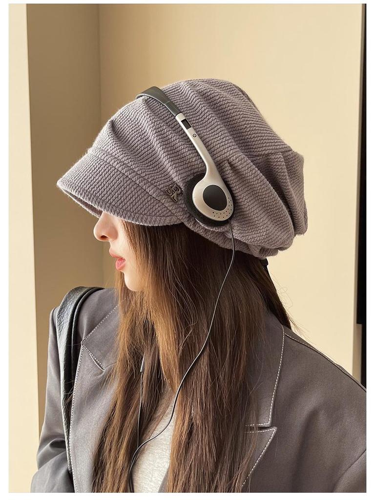 Women's Korean Style Beanie - Large Head Fit, Face Slimming, Casual Slouchy Hat for Spring & Autumn
