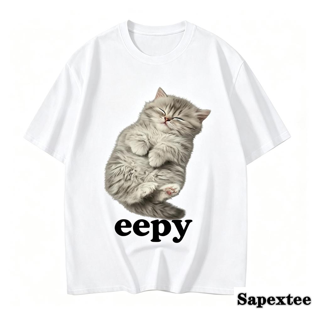 Unisex Tshirt Eepy Cat Sleepy Cat Meme Awesome Tee Shirt Short Sleeve T Shirts Round Neck Clothing Gift Idea 2027