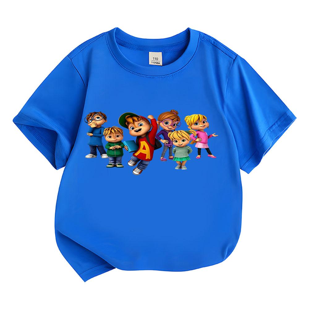 Alvin and The Chipmunks Children's Cartoon T-Shirt Cotton Kids Tees Cute Boys Girls Tops O-Neck Short Sleeve for Summer Toddler