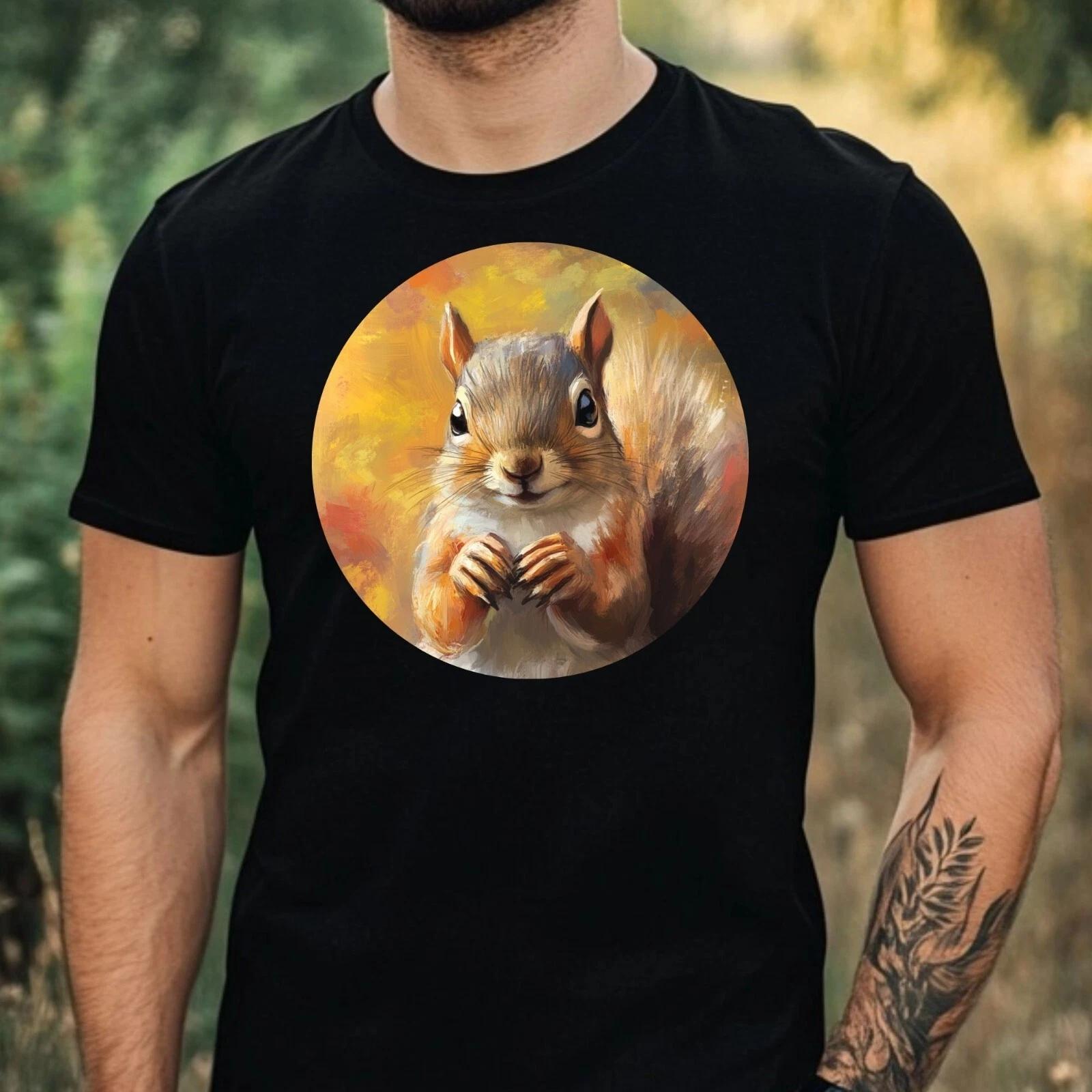 T-Shirt Herren Eichhörnchen Portrait Motiv Baumwolle Größe XS bis 5XL L