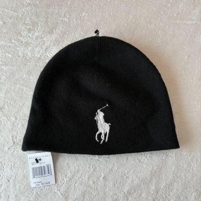 Used Tagged Polo Ralph Lauren Big Pony Knit Hat Beanie Black