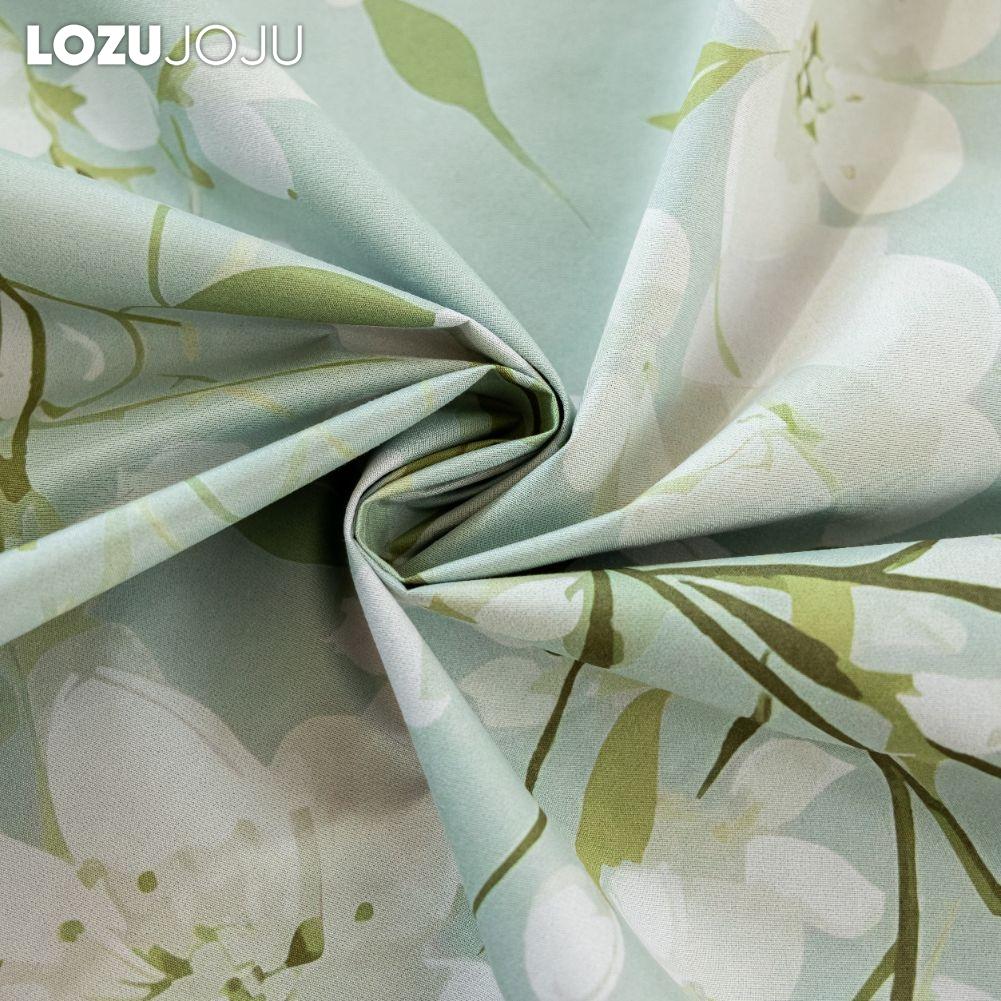 1PC LOZUJOJU Fashionable and Versatile Gardenia Green Printed Curtains Full Blackout Curtains for Bedroom Living Room Balcony Window for Home Decor