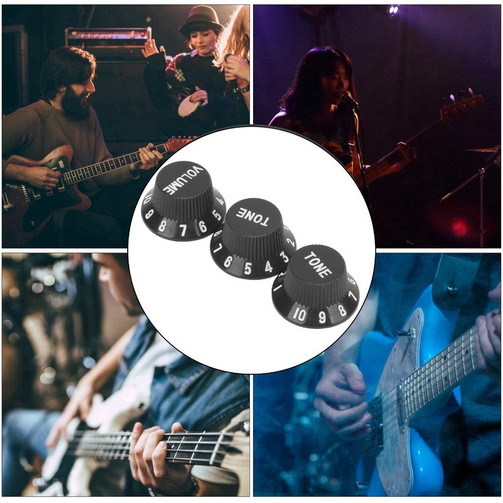 3PCS 2T1V Volume Tone Knobs Black Color Speed Control Knobs Guitar Control Knobs Electric Guitar