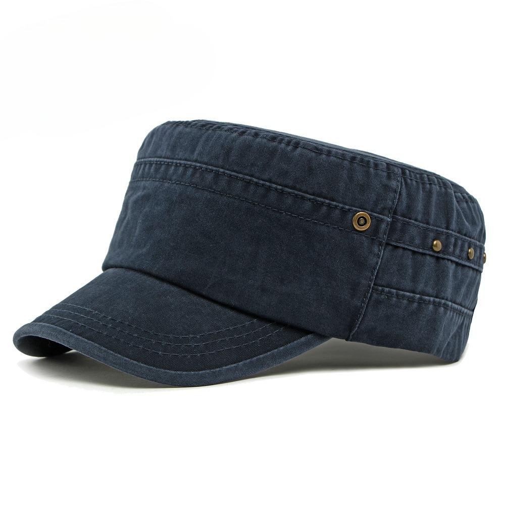 Unisex Vintage Washed Cotton Military Cap Summer Outdoor Sun Protection Flat Top Hat Fashion Cadet Hat Army Style Peaked Cap Casual Sport Hat